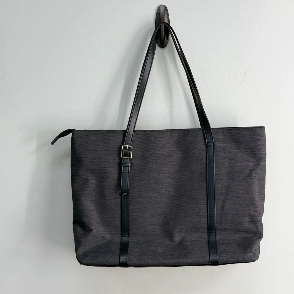 Relavel Laptop Tote Bag Womens Large Gray/Black Corporate Office USB GUC
